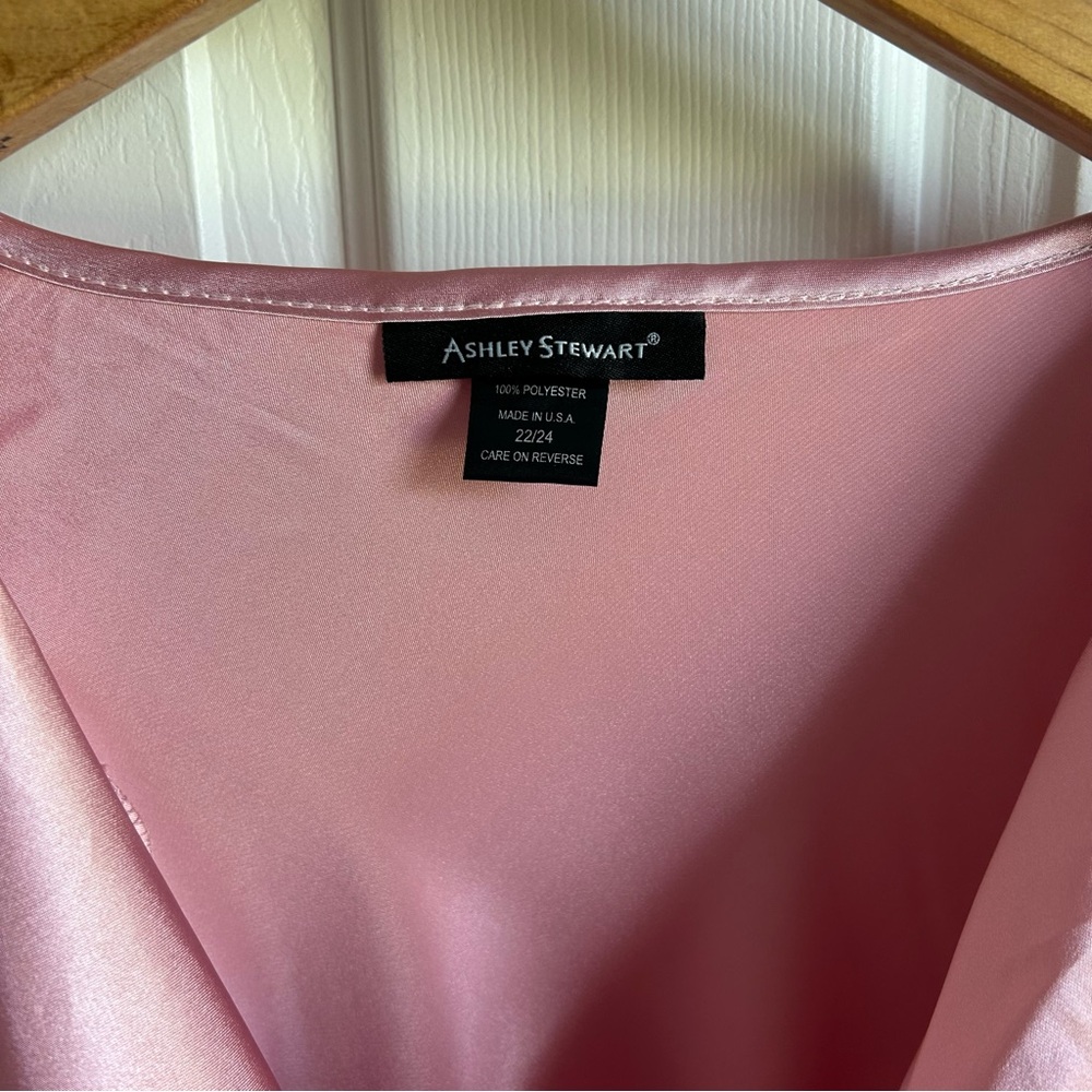Ashley Stewart pink satin cowl neck blouse - Picture 4 of 5